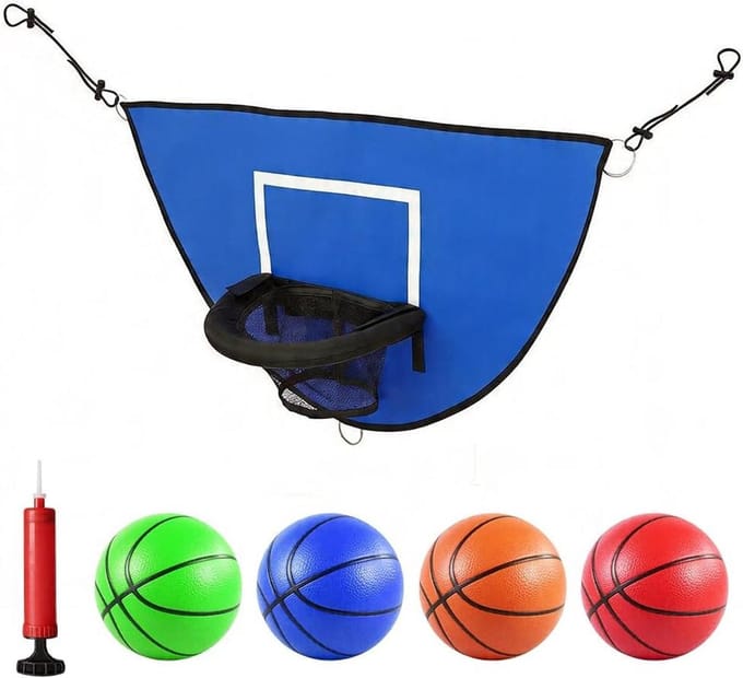 Trampoline Basketbalmand - Sport Accessoire - Buiten Spelen - Complete Set - 98 x 50 cm - Blauw