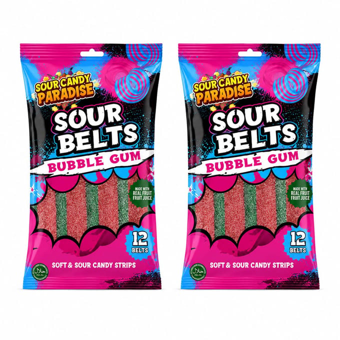 Sour Candy Paradise- Sour Belts Bubble Gum Flavour