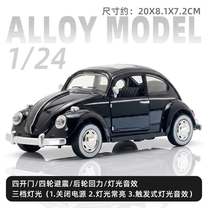 1:24 Kevers Klassieke Auto Simulatie Diecast Metaallegering Modelauto Geluid Licht Pull-Back Verzamelspeelgoed Cadeaus
