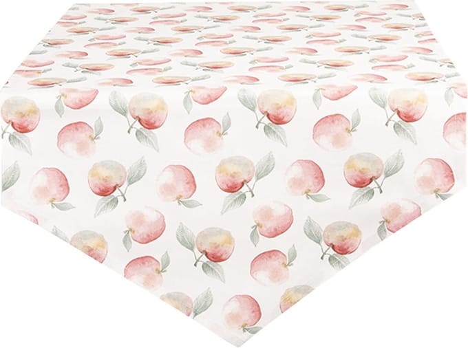 Clayre & Eef Tafelloper 50x160 cm Rood Groen Katoen Appels