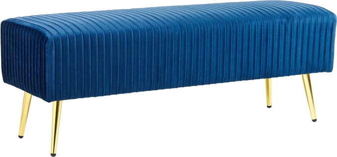 PATERSON - Voetenbankje - Marineblauw - Fluweel