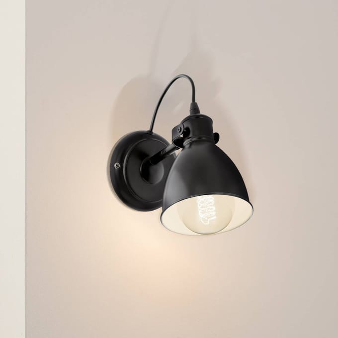 EGLO Priddy Wandlamp - E27 - 21,5 cm - Zwart/Wit