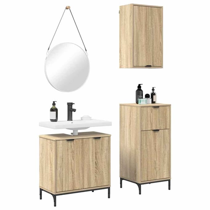 vidaXL - Badkamermeubel - Set - 3 - st - Sonoma - Eik - 39,5 - x - 36 - x - 88 - cm