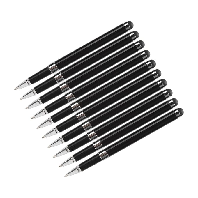 10 stuks Stylus 2-in-1 Capacitief Touchscreen Metalen Balpennen Computeraccessoires zwart