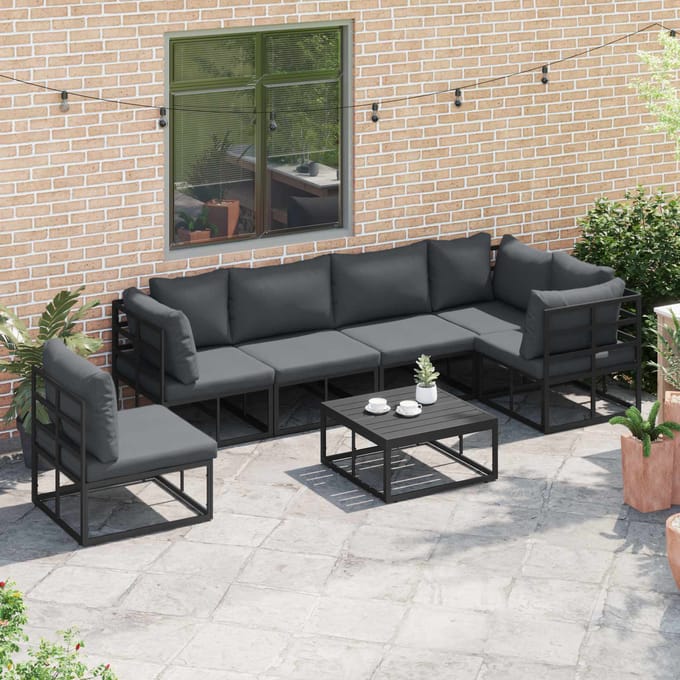 vidaXL - Tuinbank - Set - 6 - st - Zwart - Aluminium