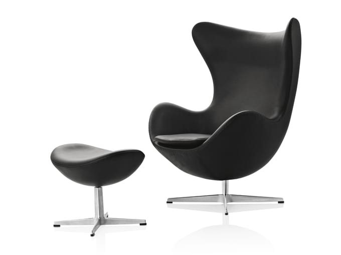 Fritz Hansen - Das Ei Voetbank - leer Aura zwart - aluminium
