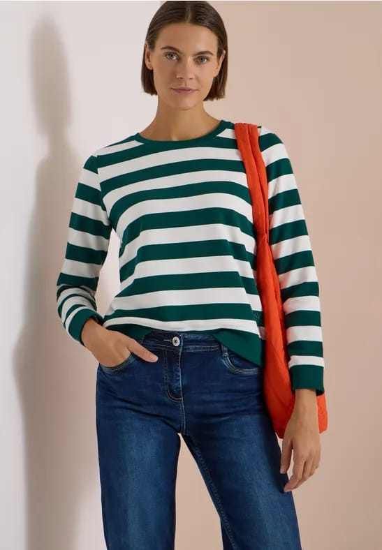 Sweatshirt met ronde hals en strepen