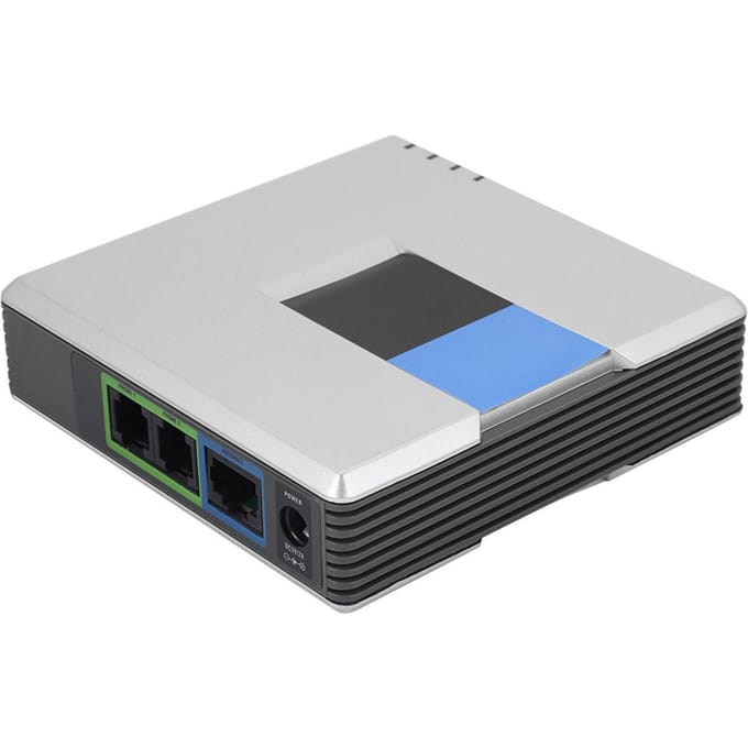 Adaptateur de passerelle VoIP 2 ports, câble SIP RJ45 pour Linksys PAP2T EU PLUG white
