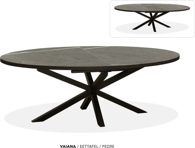 Maxfurn - Ovale uitschuiftafel 200/260 | Zeer krasvast | Kleur: Pedra