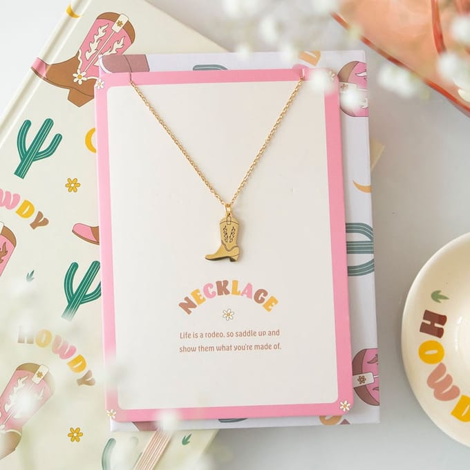 Something Different - Cowboy Boot Kaart met ketting - Multicolours