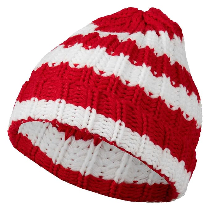 Apollo - Feestmuts gebreid - Warme feestmuts - Rood-wit - one size - Carnaval - Carnaval accessoires - Party