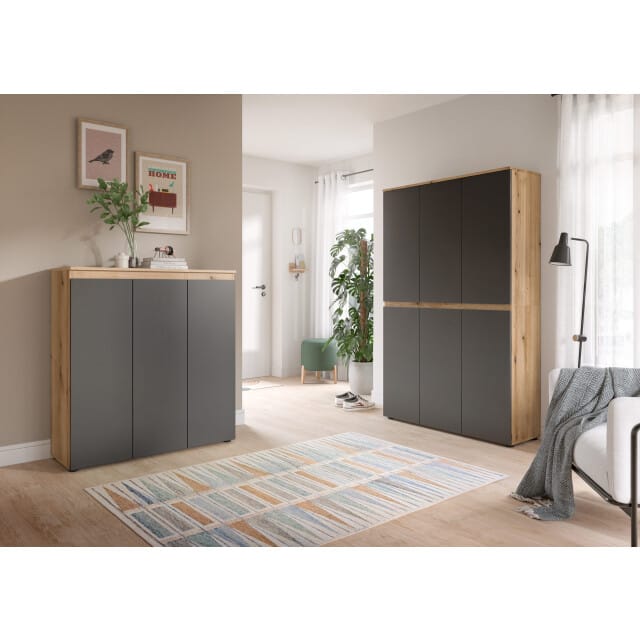Moderne Universele Kast Antraciet-Eik - 22 Planken en Kleiderstang - 175x175x37 cm