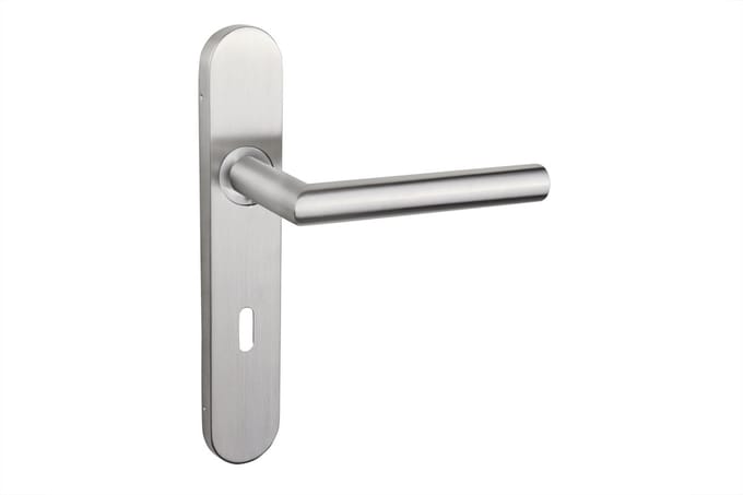 Lavuzo deurkruk Mantua RVS met afgerond schild SL72 | Per set | Deurklink met schild