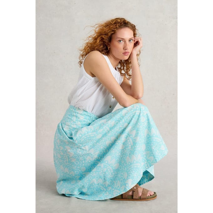 White Stuff Charlotte Midi Skirt Blue Print Taglia: 20 REGULAR | Minigonne Outlet | Donna | Blu
