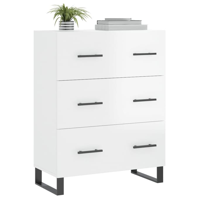 vidaXL - Dressoir - 69,5x34x90 - cm - bewerkt - hout - hoogglans - wit