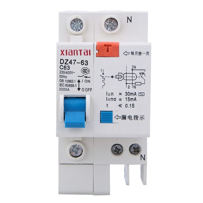 DZ47LE 1p N 230V400V 50HZ 60A 4KA Type C Aardlekschakelaar