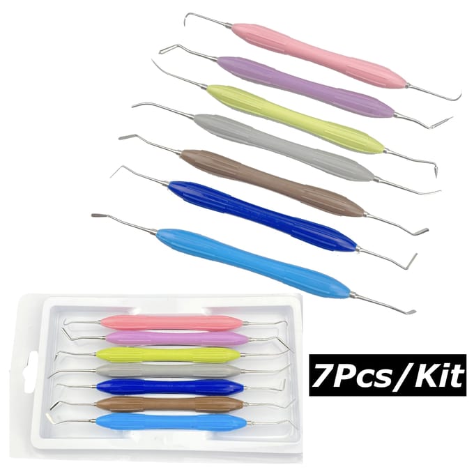 7 Stuks Dubbelzijdige Tandheelkundige Composiet Hars Vulling Spatel Esthetische Restauratie Hars Vuller Tandarts Gereedschap blue