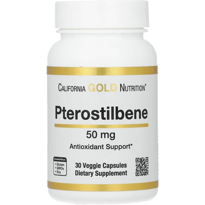 California Gold Nutrition, ptérostilbène, 50 mg, 30 capsules végétales