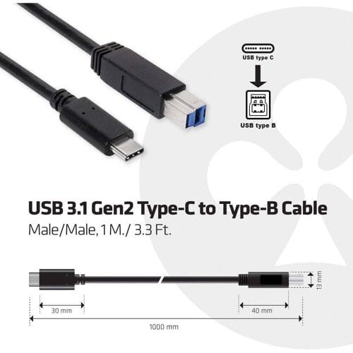 club3D CAC-1524 USB-kabel USB 3.2 Gen1 USB-C stekker, USB-B stekker 1.00 m Meerdere kleuren