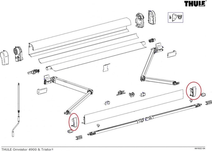 Thule Eindkap Lead Rail LH+RH 4900