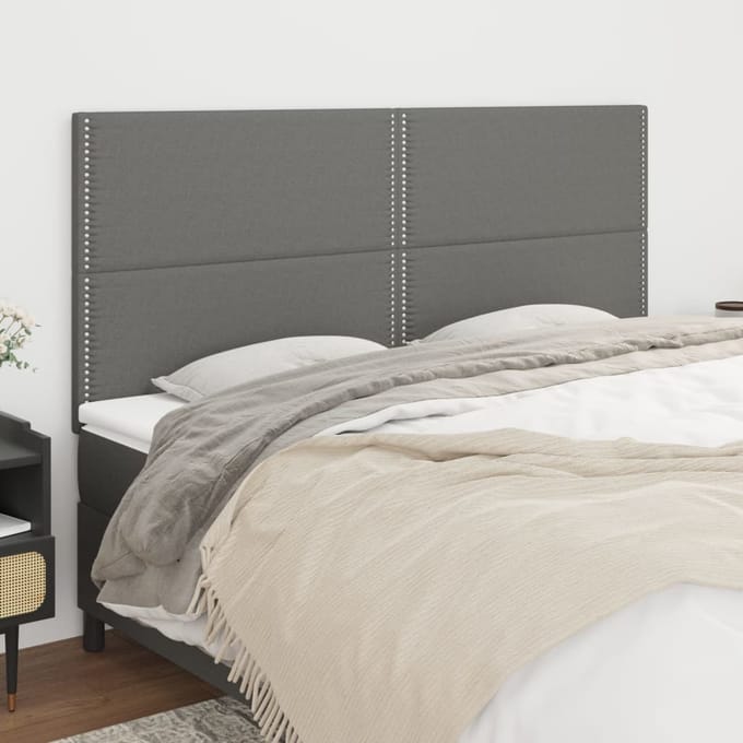 vidaXL - Hoofdbord - donkergrijs - 200x5x118/128 - cm - Stof
