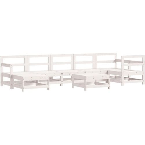 vidaXL - 8-delige - Loungeset - massief - grenenhout - wit