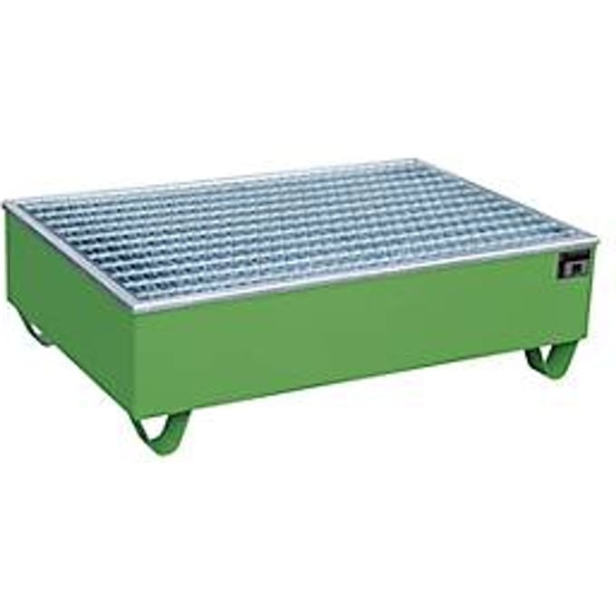 BAUER AW-2/PE opvangbak met rooster, 210 l, B 1215 x D 815 x H 365 mm, groen