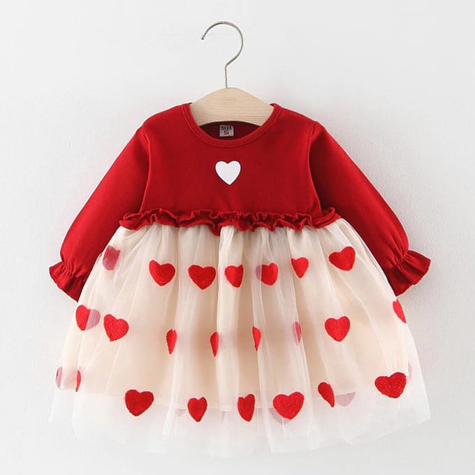 Baby Garden kerst jurkje hartjes maat 92 - rood