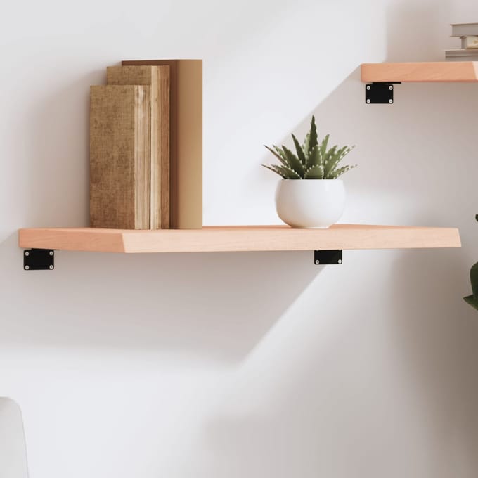 vidaXL - Wandschap - 60x30x(2-4) - cm - onbehandeld - massief - eikenhout