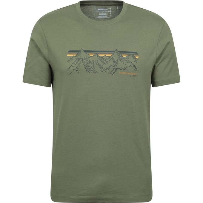 Mountain Warehouse Heren Berg Strepen T-Shirt (Kaki Groen)