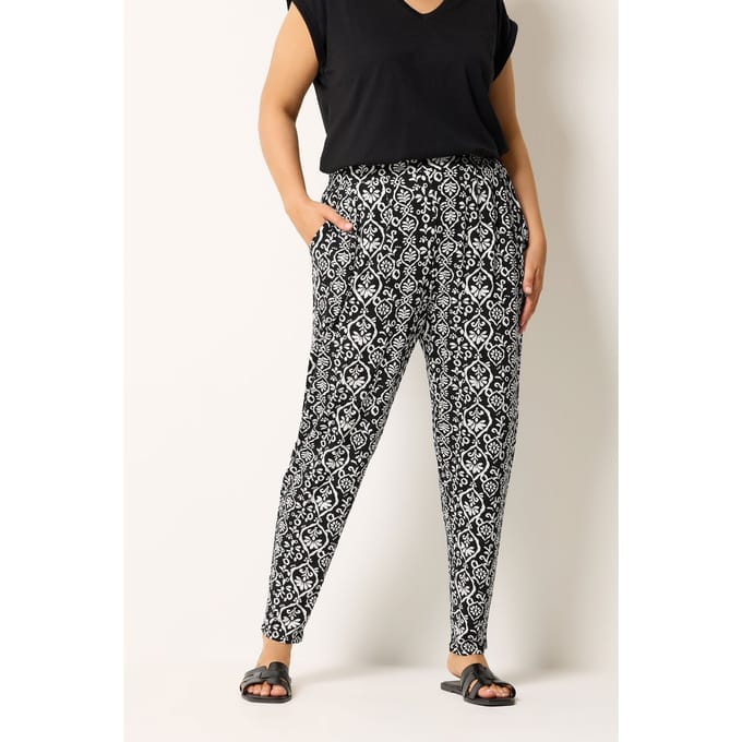 Yours Zwarte Harembroek Met Ikatprint Size 50-52