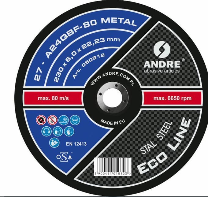 Andre - T27 Serie - Slijpschijf Metaal - 230x6mm - Harsversterkt