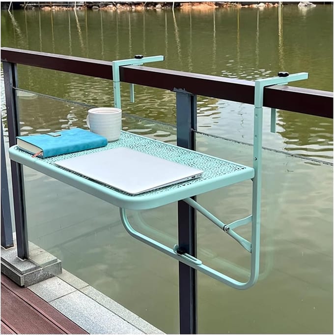 Balkon Hangtafel - Buiten Tafel - Ruimte Besparen - Verstelbare Hoogte - 60x40cm - Groen