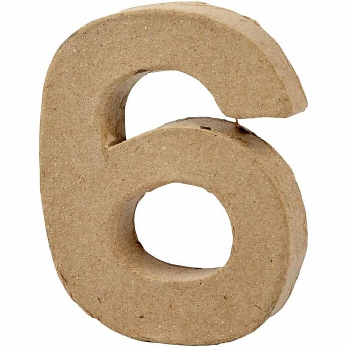 Cijfer, 6, H: 10 cm, B: 8,2 cm, dikte 1,7 cm, 1 stuk
