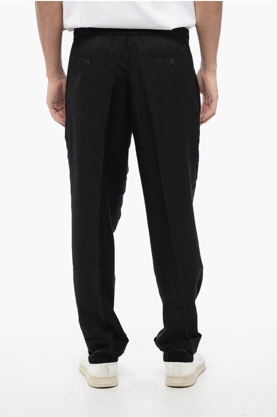Viscose Blend REM-broek met elastische tailleband in zwart