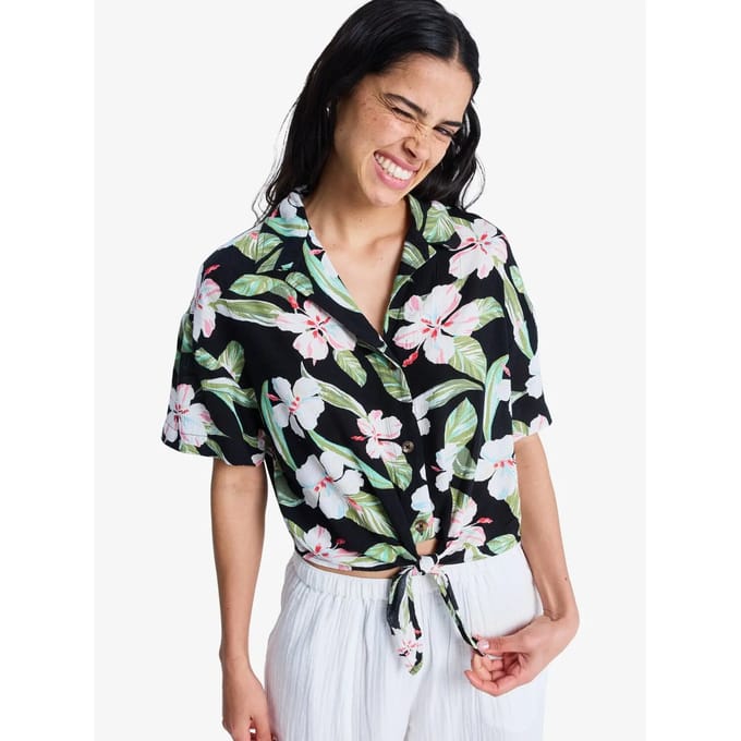 Roxy Salty Sweet Printed Overhemd Met Korte Mouwen Zwart L Vrouw