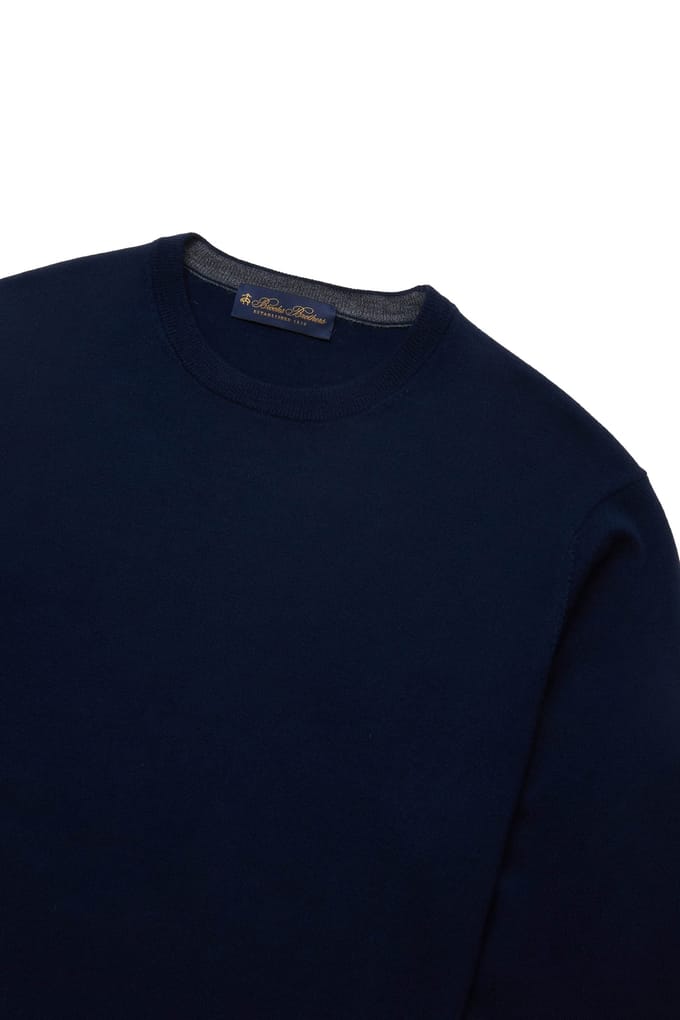 Brooks Brothers Merino Wool Crew-neck Sweater Navy Größe: S | Pullover Outlet | Herren | Blau