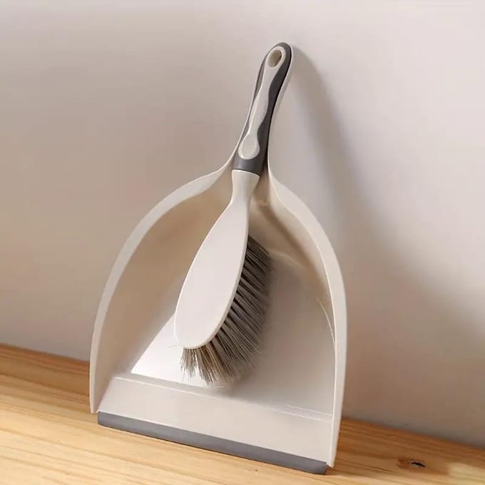 Draagbare Mini Bezem en Stoffer Set voor Huis Kantoor Bureau Schoonmaakborstel white