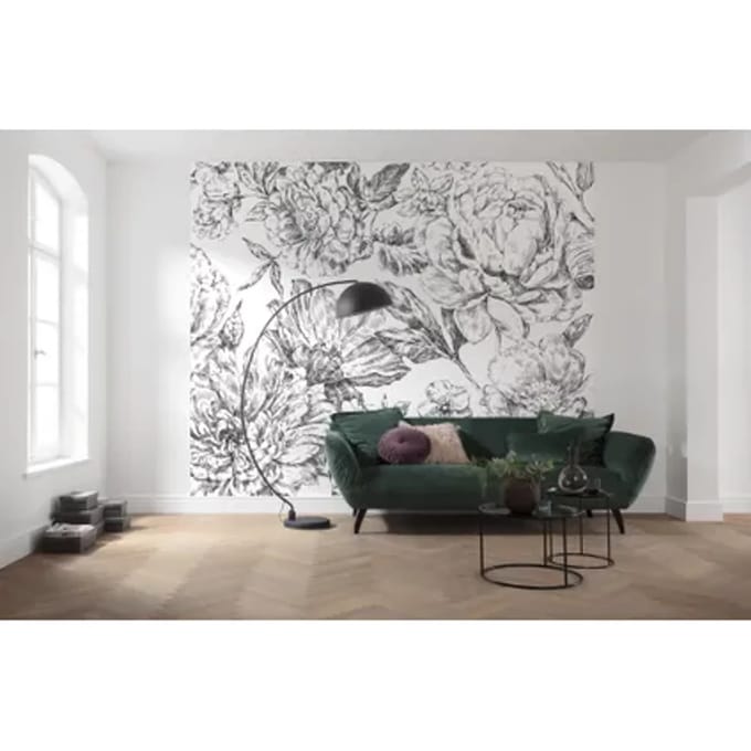 Fotobehang Flowerbed - Wit - 2,50m X 300cm