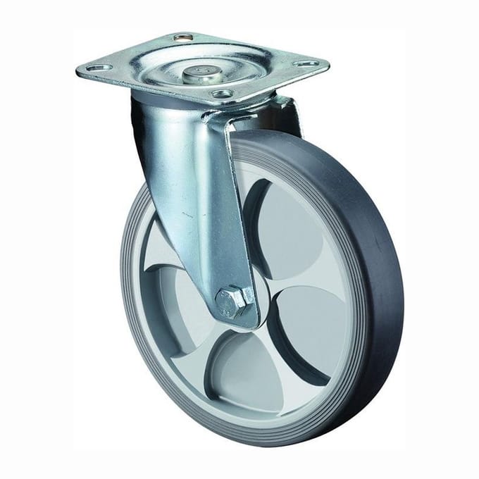 BS zwenkwiel met opschroefbare plaat thermoplastisch rubber rolla...