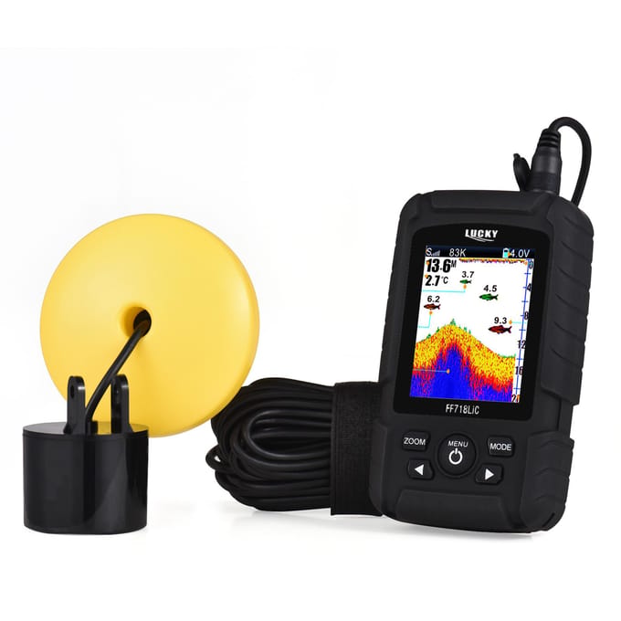 Draagbare visvinder Handheld bekabelde visdieptemeter Sonartransducer voor bootkajakvissen zwart