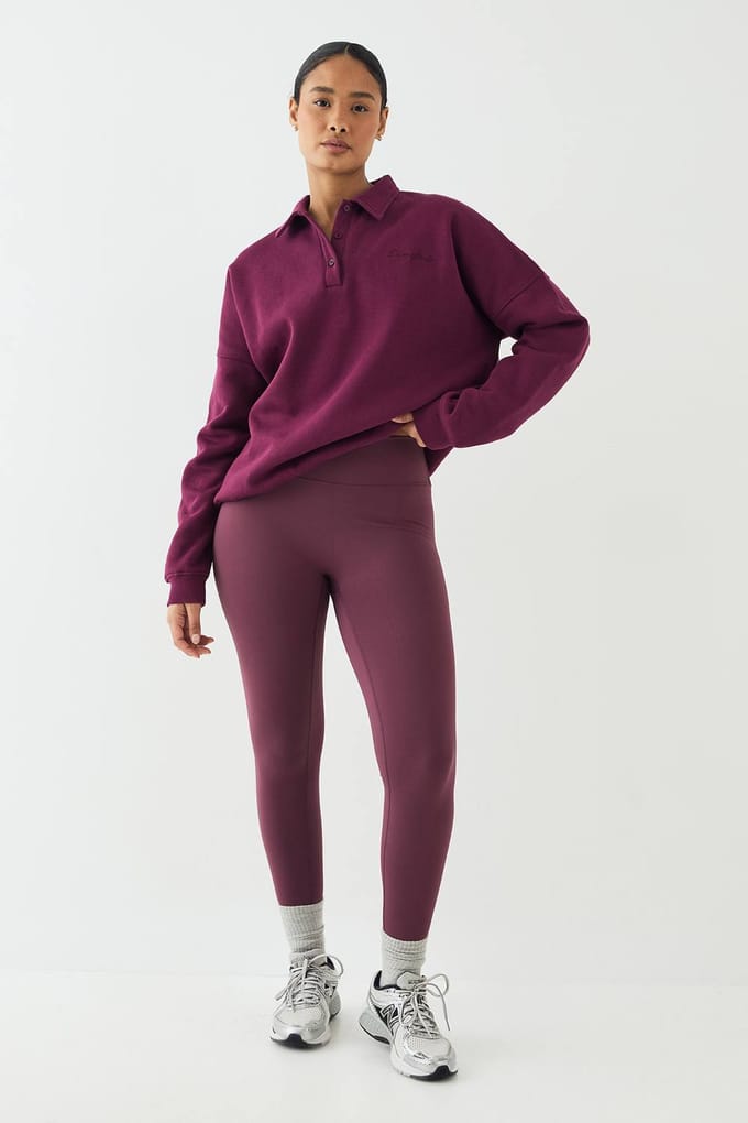 Dames DSGN Studio Script Collared Rugby Sweatshirt | Pruim | Maat: 3XL
