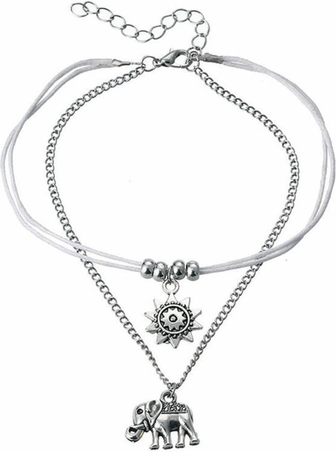 Fako Bijoux® - Enkelbandje - Enkelsieraad - Olifantje & Zon
