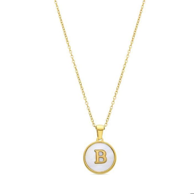 Luxenter collier in wit parelmoer afgewerkt in 18K geel goud - Alfabet