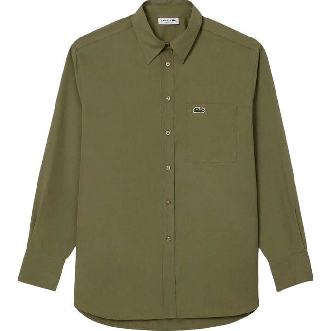 Lacoste Dames/Dames Popeline Oversized Overhemd (Kaki Groen)