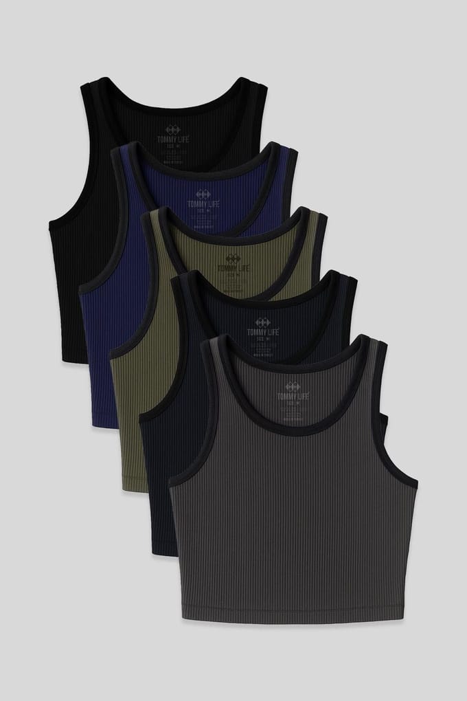 Geribbelde Katoenen Mix Cropped Top