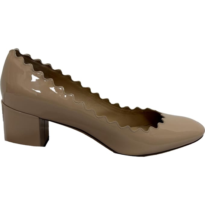 Chloé Lauren Gelaagde Hakken in Beige Glanzend Leer