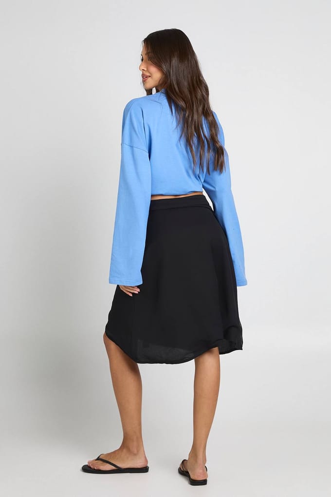 boohoo Dames Gekreukte Chiffon Midi-rok Met Tussenlengte | Black | Maat: 8