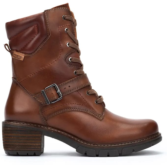 Pikolinos Cognac Leren Dames Veterboots - Cognac - 38