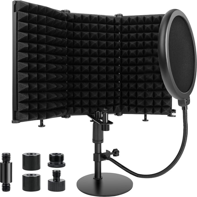Microfoon isolatiedek met tafelstandaard en popfilter voor geluiddemping